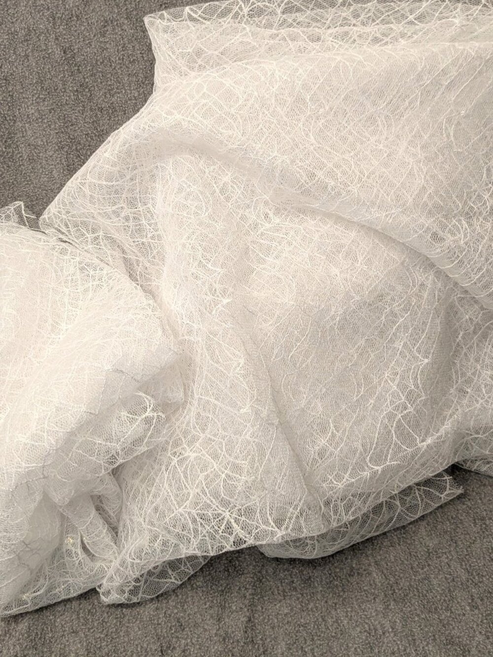 2 Pieces of White Spiderweb Sparkly Fabric